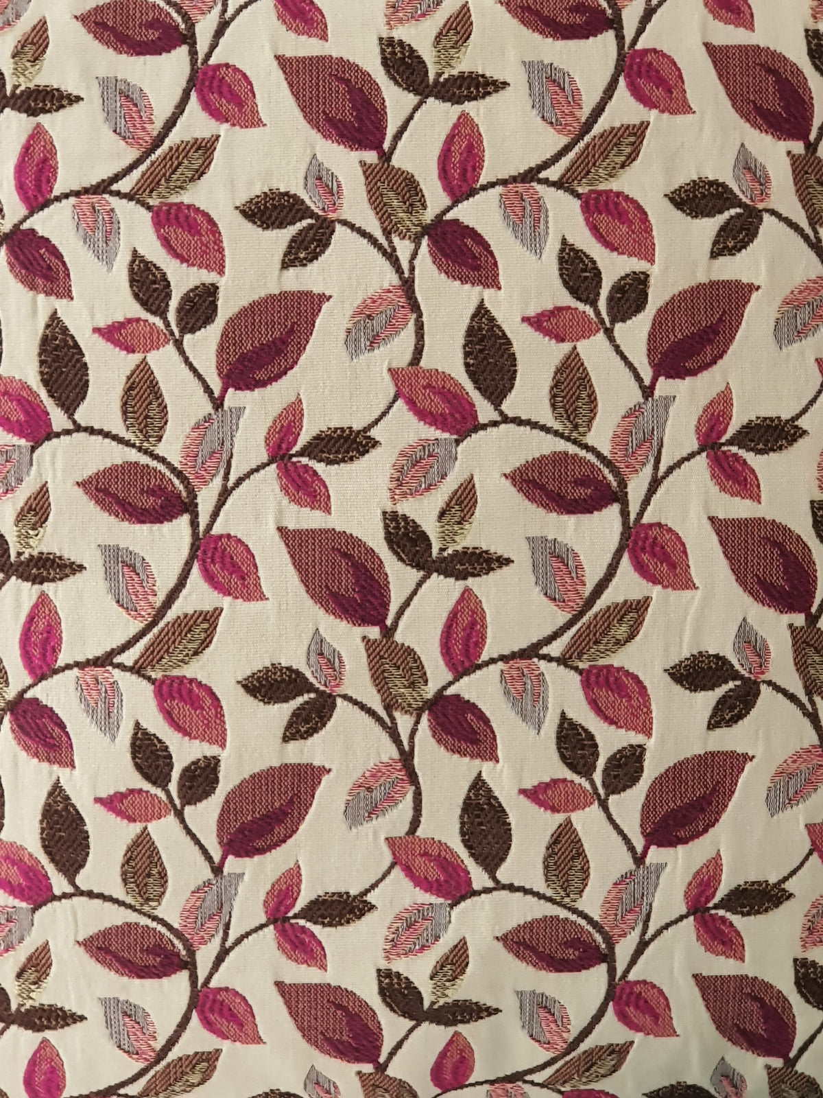 Handmade Leaf Pattern Zipped Cushion Cover - Vercelli Wine Leaf Fabric