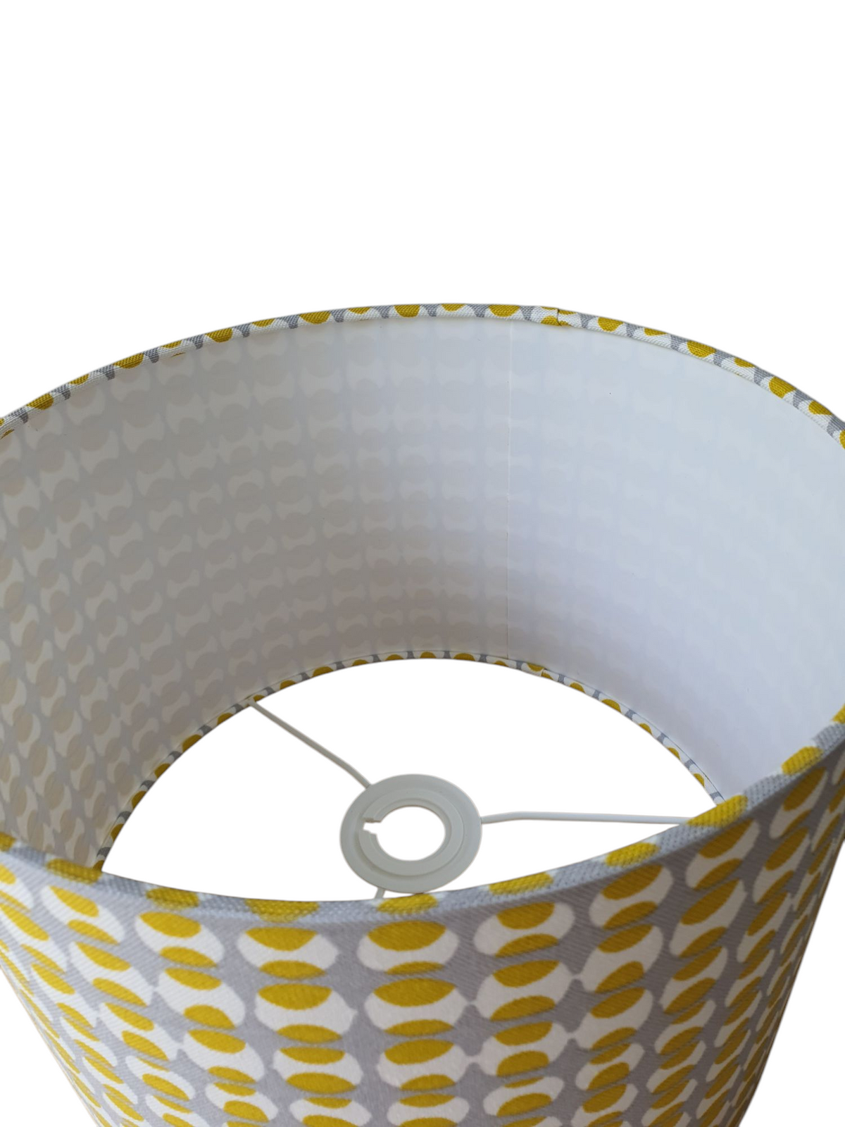 Handmade 30cm Drum Lampshade/Ceiling Shade - Geometric Yellow Grey Fabric