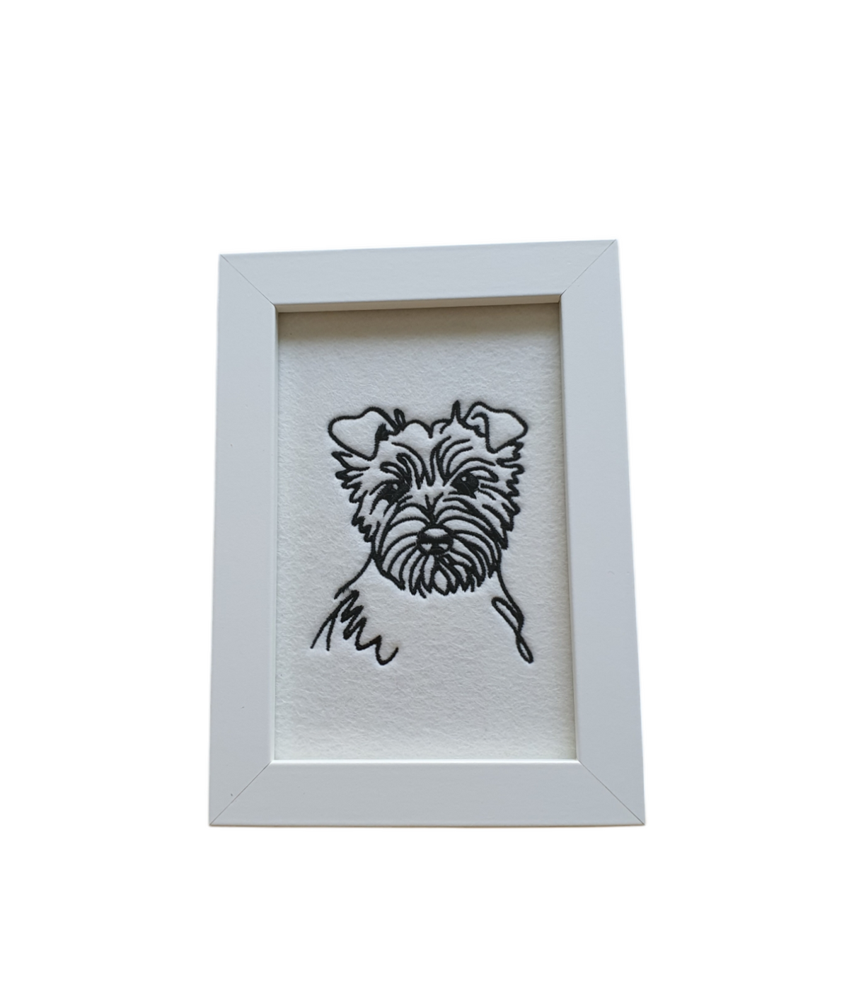 Framed Black Embroidered Sketch Style Silhouette Norfolk Terrier Dog - Dog Lovers Gift