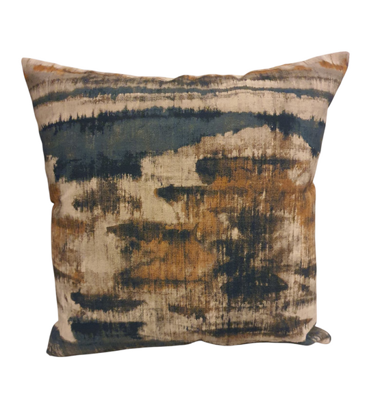 Handmade zipped cushion cover made with abstract fabric by John Lewis.
