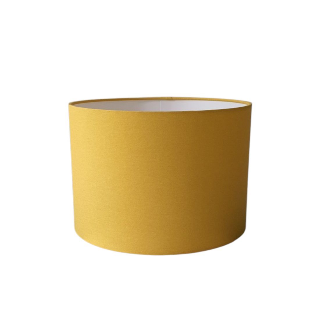 Handmade 30cm drum lampshade made with plain yellow fabric.  The drum shade would also be suitable as a ceiling shade due to not having a pattern and being plain.