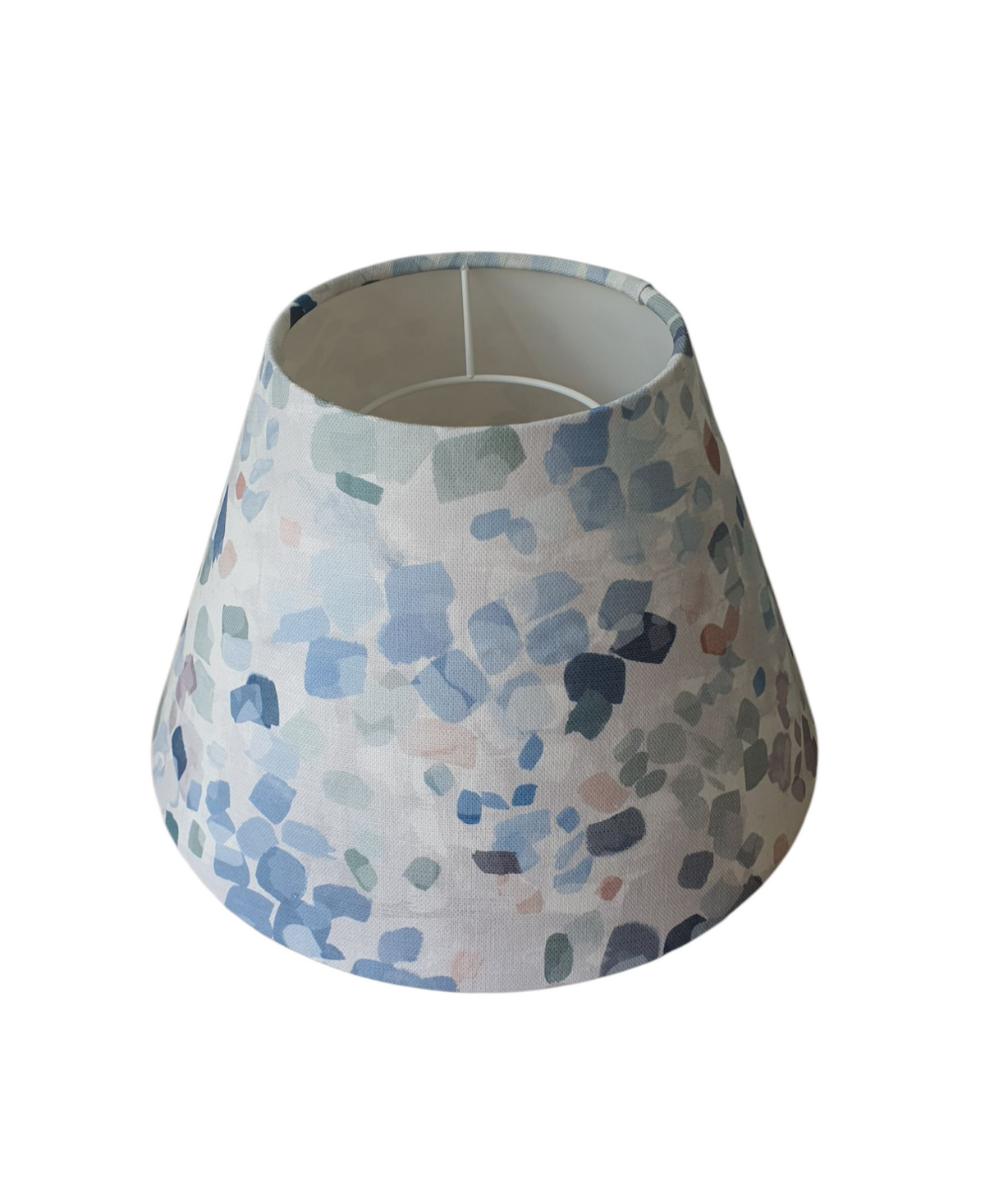 A view of the conical/coolie shade from the top of the shade which shows the top ring which would support either a shade carrier or spider fitting.