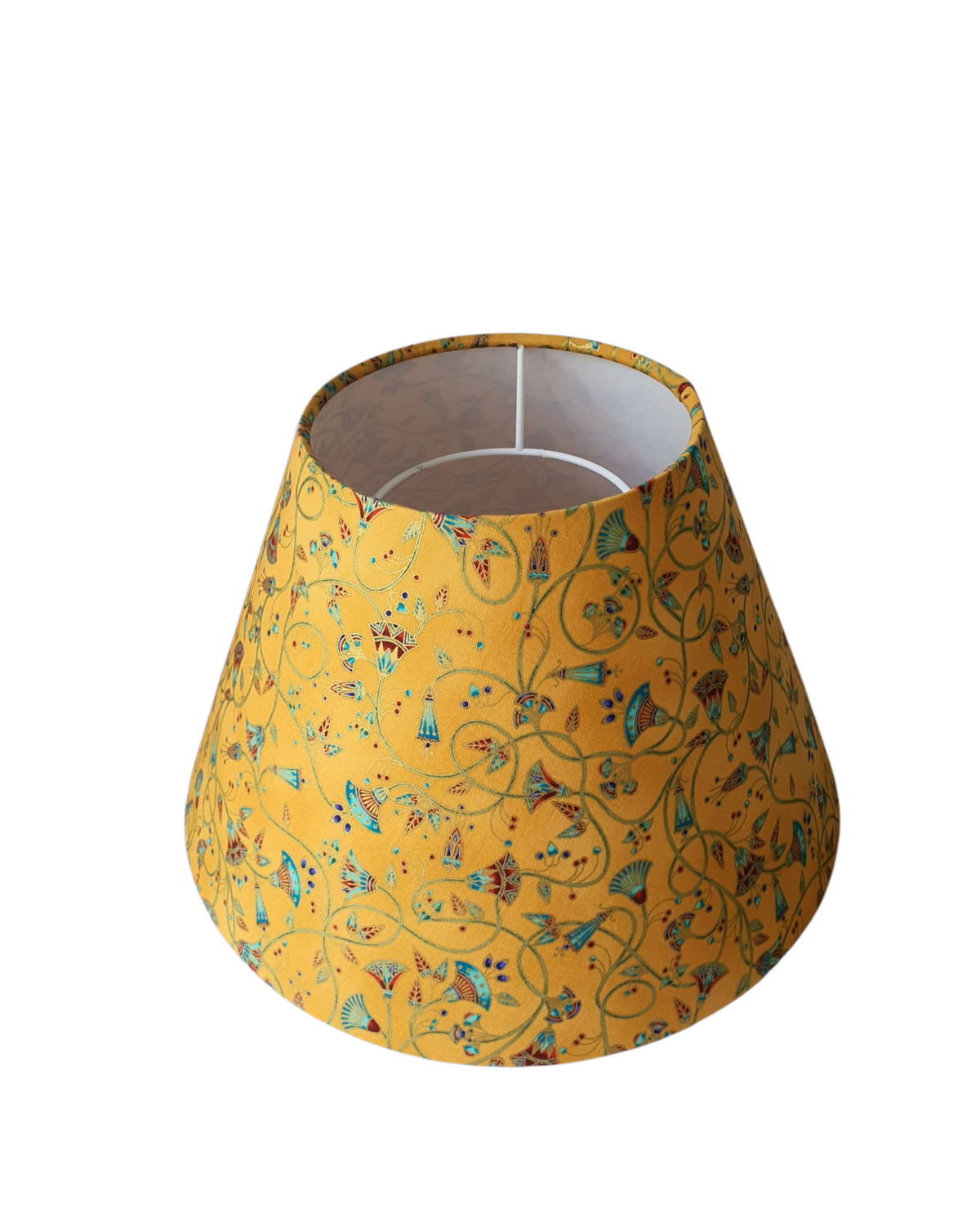 A view from the top of the handmade shade.  The top ring shown would support a shade carrier, if required for a lamp base, or spider fitting if required for a ceiling fitting.   Advise the fitting required at the time of placing an order by adding a note.