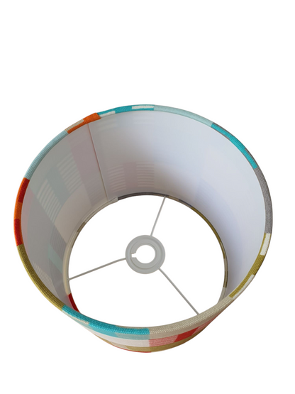 Another view looking down into the rings of the handmade drum lampshade.