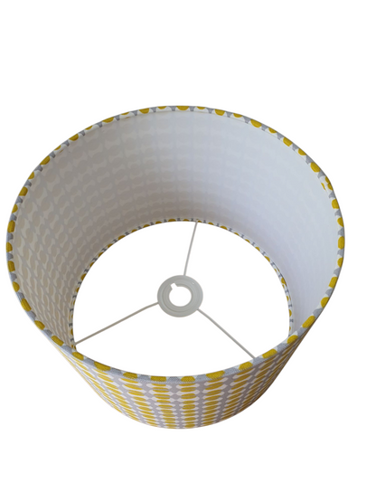 A photo looking down into the shade with the ring for the bulb at the bottom of the shade.  As well as being 30cms in diameter the shade is 21cms in height.