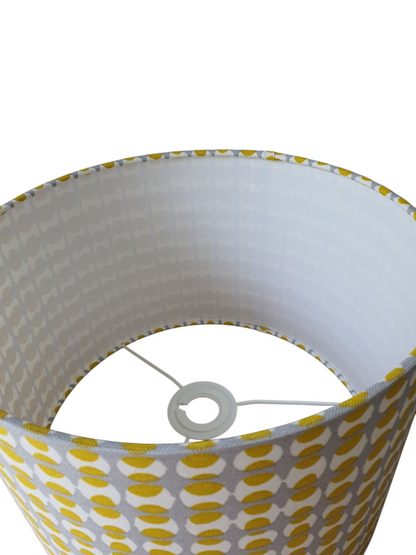 Handmade 30cm Drum Lampshade/Ceiling Shade - Geometric Yellow Grey Fabric