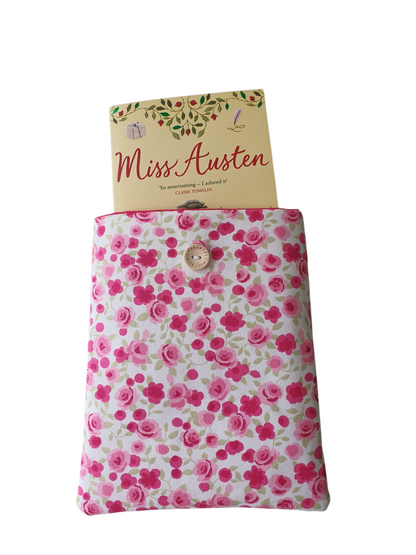 Handmade Padded Book Pouch, Kindle Sleeve, Book Lovers Gift, Floral Book Cover, Book Sleeve