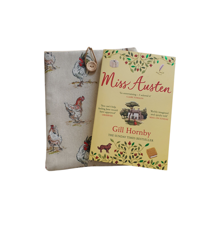 This photo illustrates the size of book which the padded Book Pouch would be suitable for.  Please note the book is not included and is for illustrative purposes only.