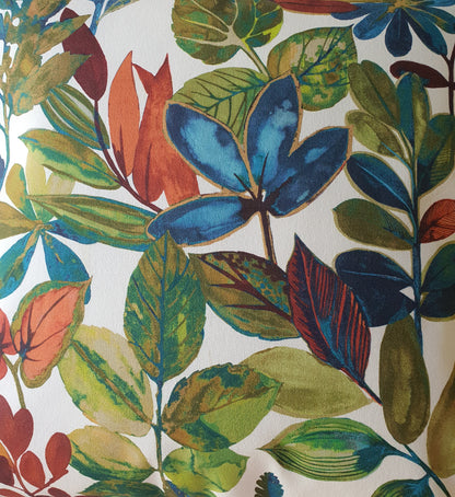 Close-up of colorful leaf pattern fabric