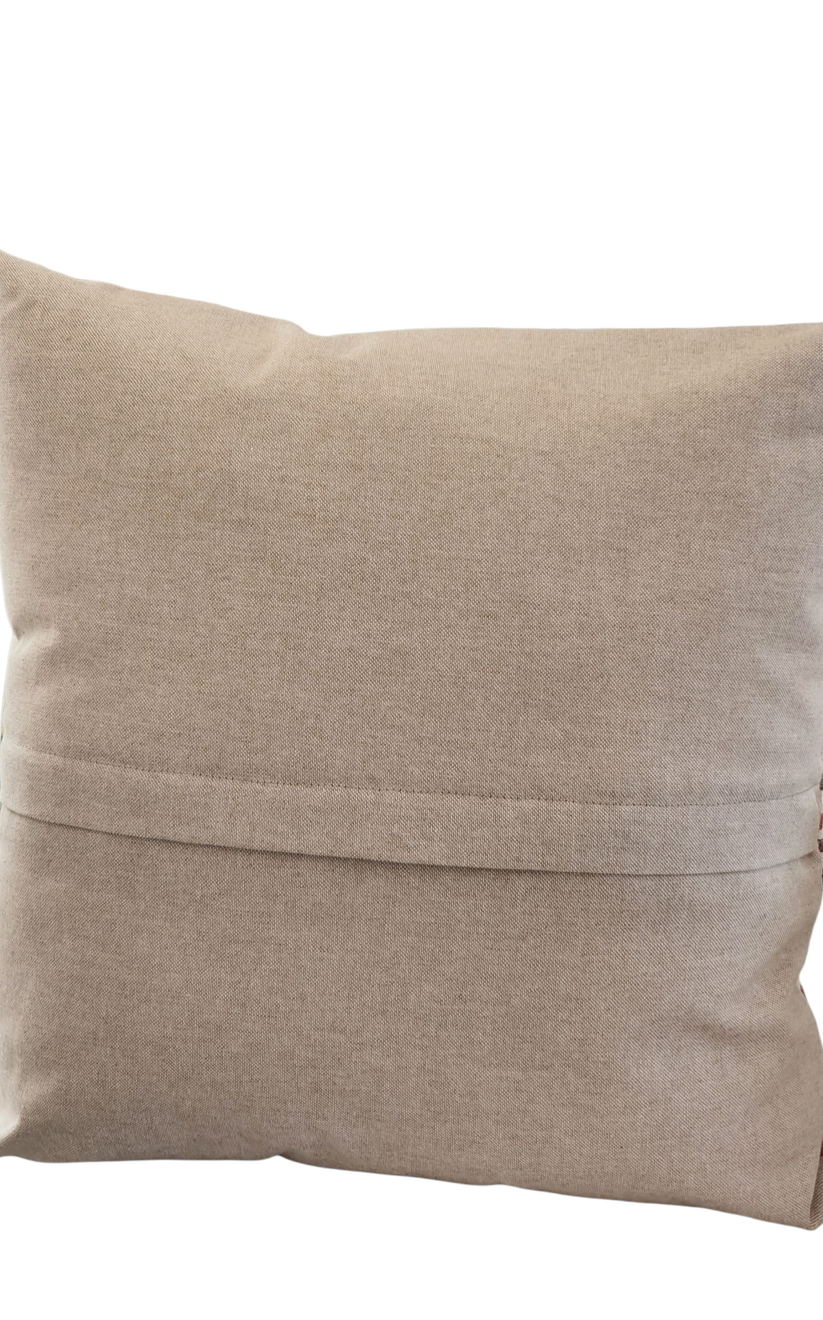 The reverse of the cushion cover which has an enclosed zip as can be seen in the photo.