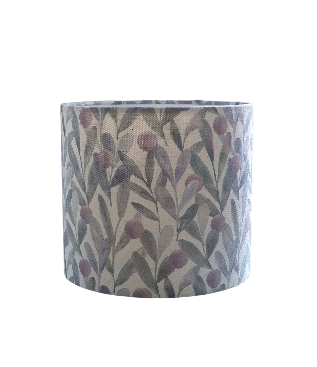 Handmade 20cm drum lampshade made with Voyage Maison Katsura Violet fabric.