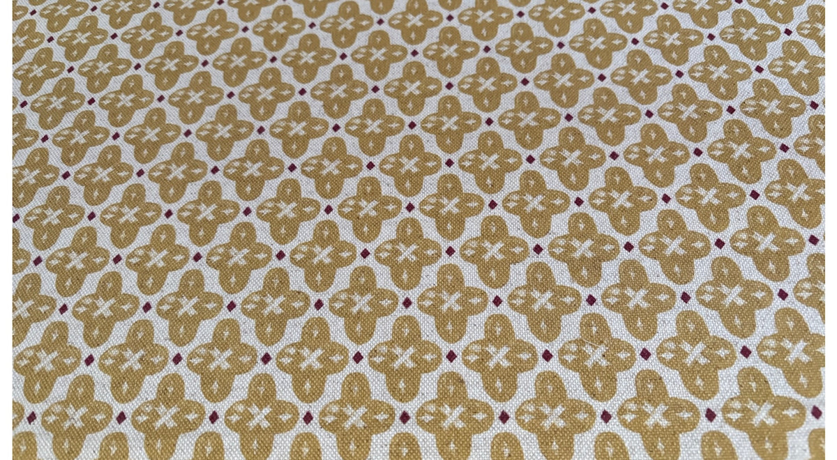 A close up of the fabric used to make the handmade 25cm drum lampshade.  The fabric is Billy Honey fabric by Prestigious Textiles.