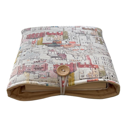 The neutral cotton lining the padded pouch is shown in this photo.  Please note the book in the photo is not included and is for illustrative purposes only.