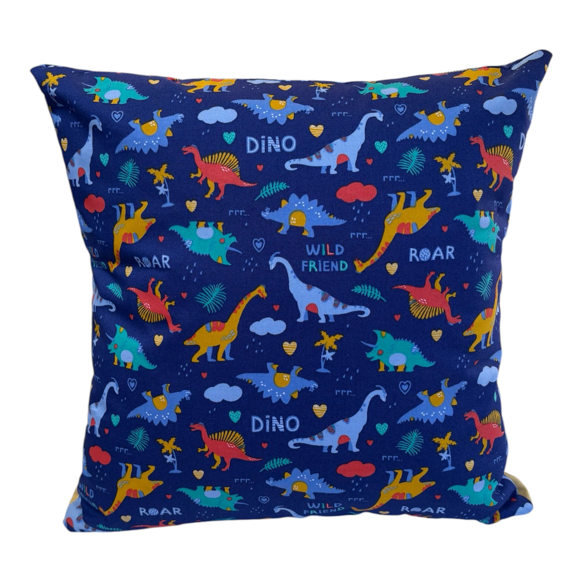 The Dinosaur fabric is also on the reverse of the Book Cushion.  The cushion is approximately 30cms x 30cms (12 inches x 12 inches) and includes polyester filled cushion insert.  