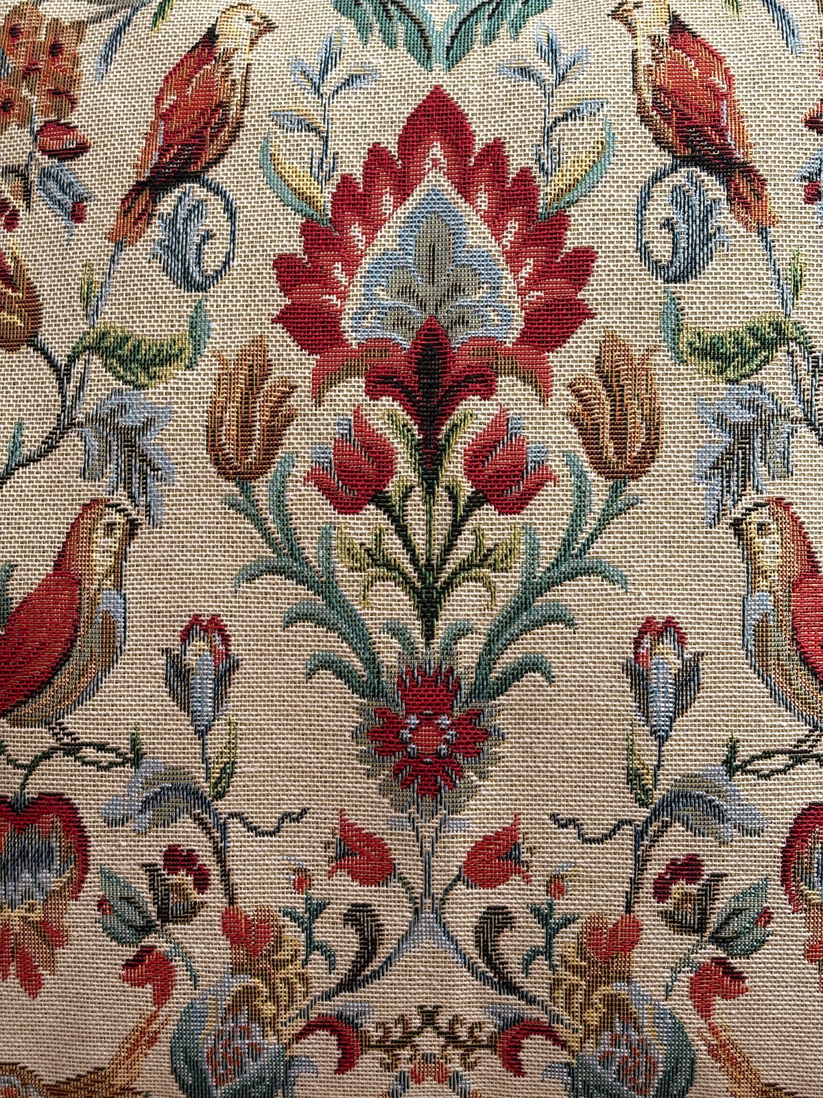 Handmade Zipped William Morris Cushion Covers, Bird Flowers Tapestry Fabric Cushion Cover
