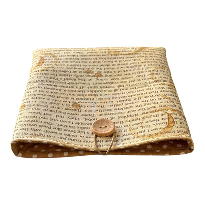 Handmade Padded Book Pouch, Book Lovers Gift, Literature Themed Fabric, Book Cover