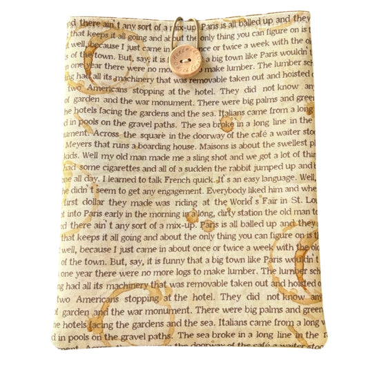 Cat Tales Literature Padded Book Sleeve, showing the fabric pattern