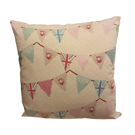 Handmade Zipped Cushion Cover using Bunting Patterned Fabric