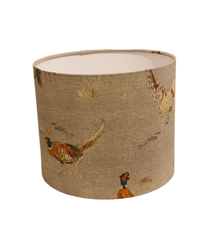 Handmade 25cm Drum Lampshade - Fryetts Pheasant Fabric