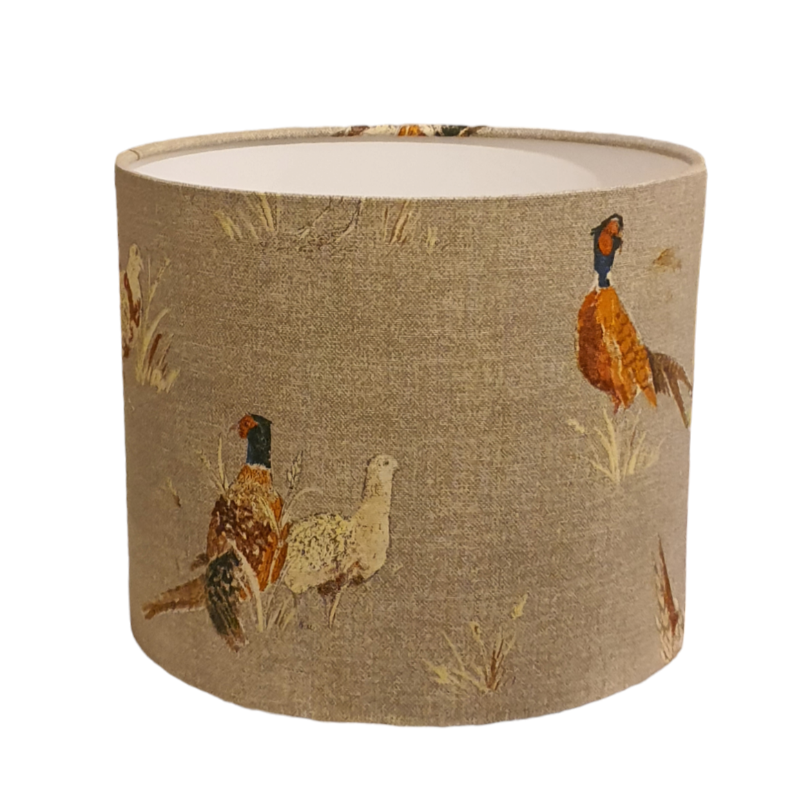 Handmade 25cms Pheasant Fabric Drum Lampshade