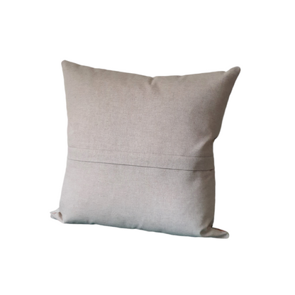 Handmade Ochre Grey Blue Karlstad Fabric Zipped Cushion