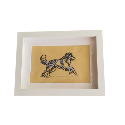 Framed embroidered sketch style collie dog, being an ideal Dog Lovers Gift idea.  If you love dogs why not treat yourself. 