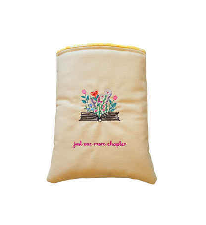 Embroidered Padded Book Pouch, Book Lovers Gift, Bookworm Gift, Book Accessory, Book Bag, Book Protector