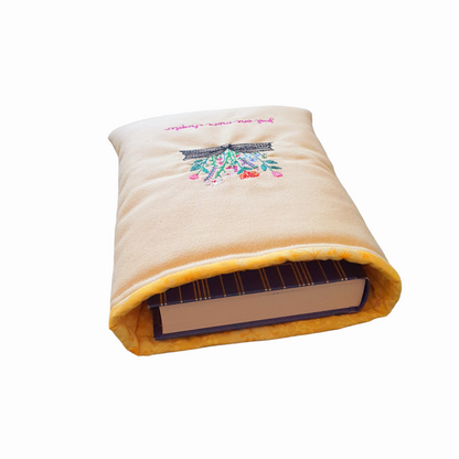 Embroidered Padded Book Pouch, Book Lovers Gift, Bookworm Gift, Book Accessory, Book Bag, Book Protector