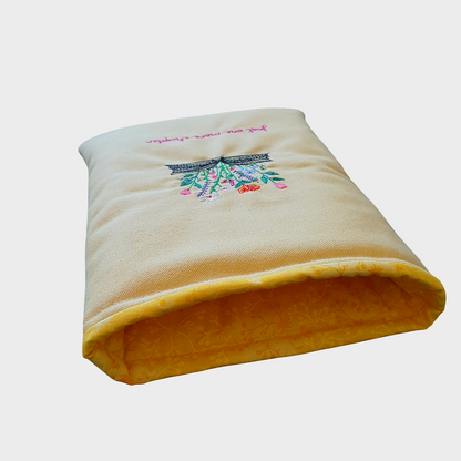 Embroidered Padded Book Pouch, Book Lovers Gift, Bookworm Gift, Book Accessory, Book Bag, Book Protector