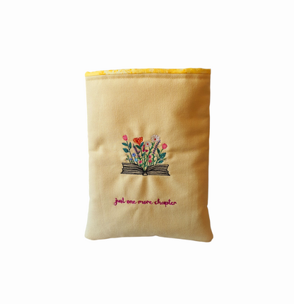 Embroidered Padded Book Pouch, Book Lovers Gift, Bookworm Gift, Book Accessory, Book Bag, Book Protector