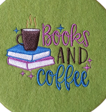 Machine Embroidered Books Pattern Bamboo Hoop, Book Lovers Gift, Book Corner Wall Hanging, Book Accessory, Bookworm Gift
