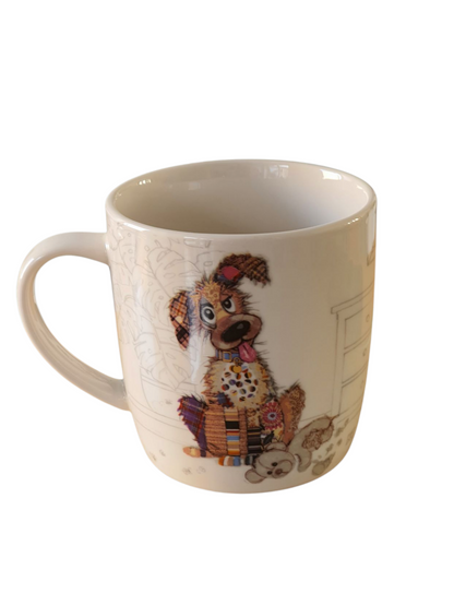 Bug Art Murphy Mutt ceramic mug which a high gloss finish making cleaning easier.  Also dishwasher and microwave safe.