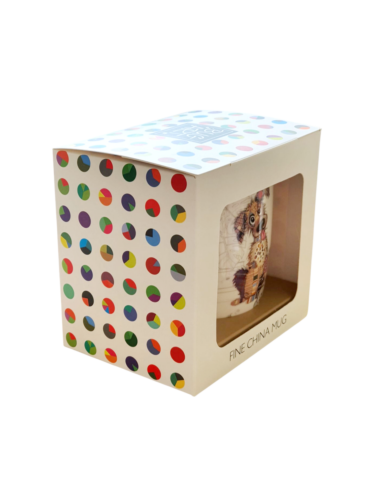 Murphy Mutt Bug Art ceramic mug in their signature packaging and would be a lovely Dog Lovers Gift. The quirky and whimsical patchwork design mug also includes the hidden little bug in it's design, which which the Bug Art design are know.  There is a matching coaster also available in our Gifts section.