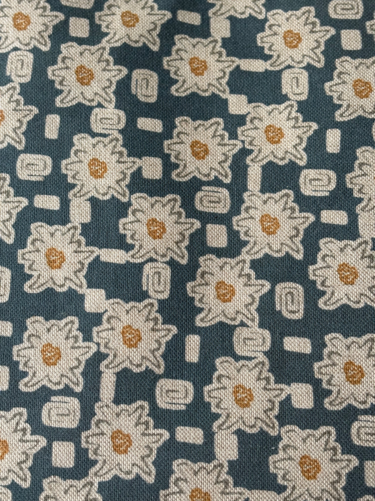 
A close up of the Daisy patterned fabric.