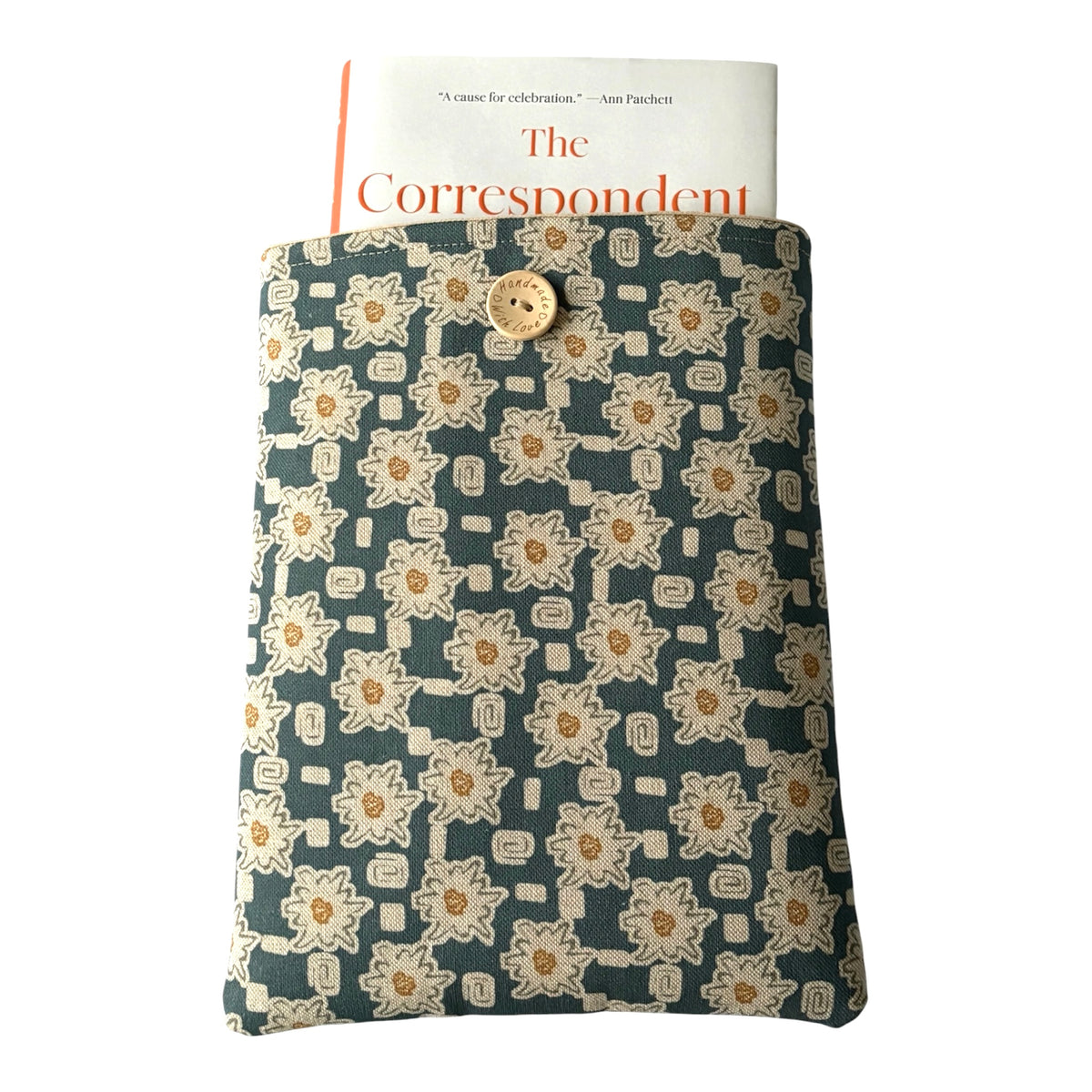 
The Daisy pattern is on a blue background, as indicated.  Please note the book is not included and is for illustrative purposes only. 