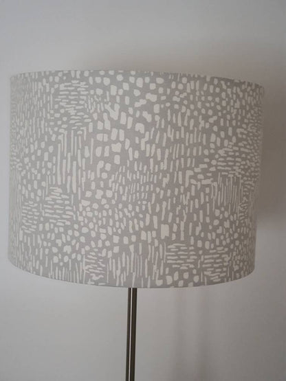 Grey White Abstract Shade - Handmade Drum Lampshade, Ceiling Shade- 20cm and 30cm