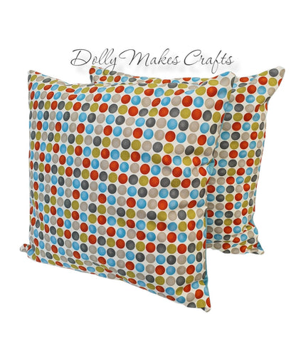 Fryetts Helix Spice Polka Dot Fabric - Handmade Zipped Cushion Cover (18x18)