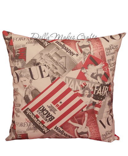 Fashion Magazines Fabric - Handmade Zipped Cushion Cover (18x18)